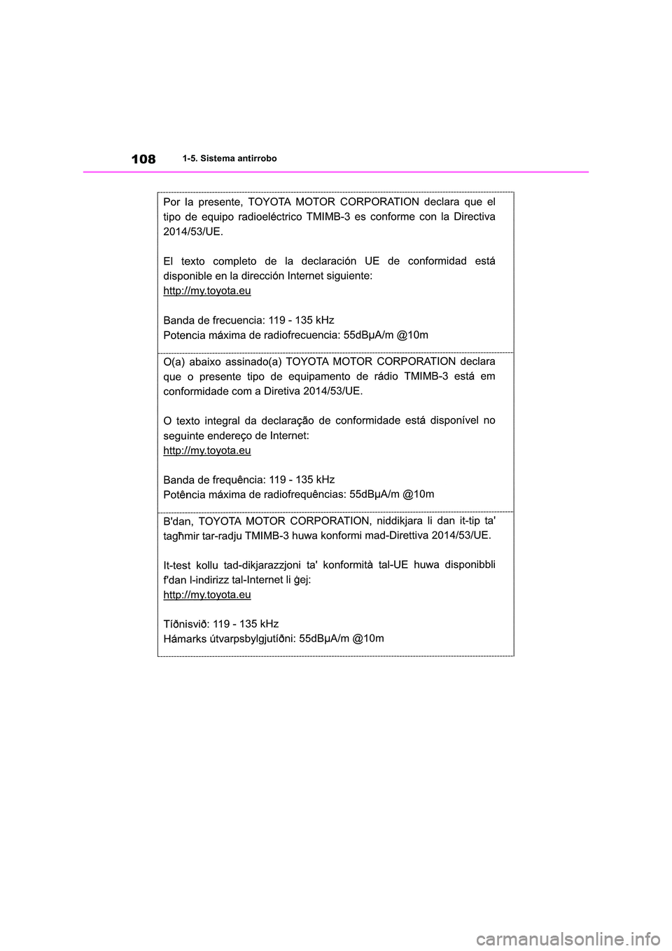 TOYOTA RAV4 2019 Manual del propietario (in Spanish) 1081-5. Sistema antirrobo TOYOTA RAV4 2019 Manual del propietario (in Spanish) 1081-5. Sistema antirrobo