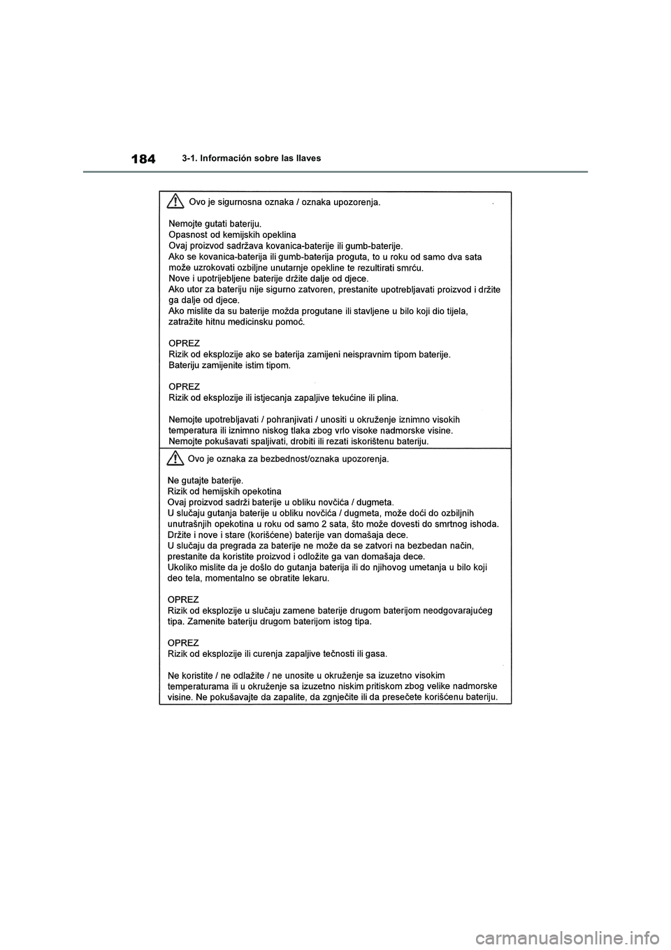 TOYOTA RAV4 2019  Manual del propietario (in Spanish) 1843-1. Información sobre las llaves 