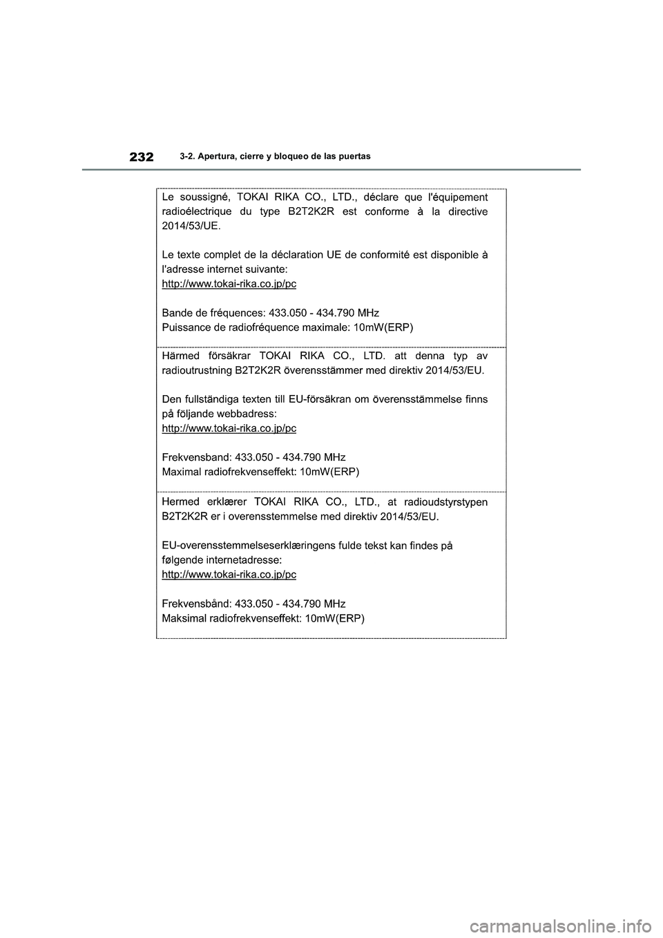 TOYOTA RAV4 2019 Manual del propietario (in Spanish) 2323-2. Apertura, cierre y bloqueo de las puertas TOYOTA RAV4 2019 Manual del propietario (in Spanish) 2323-2. Apertura, cierre y bloqueo de las puertas