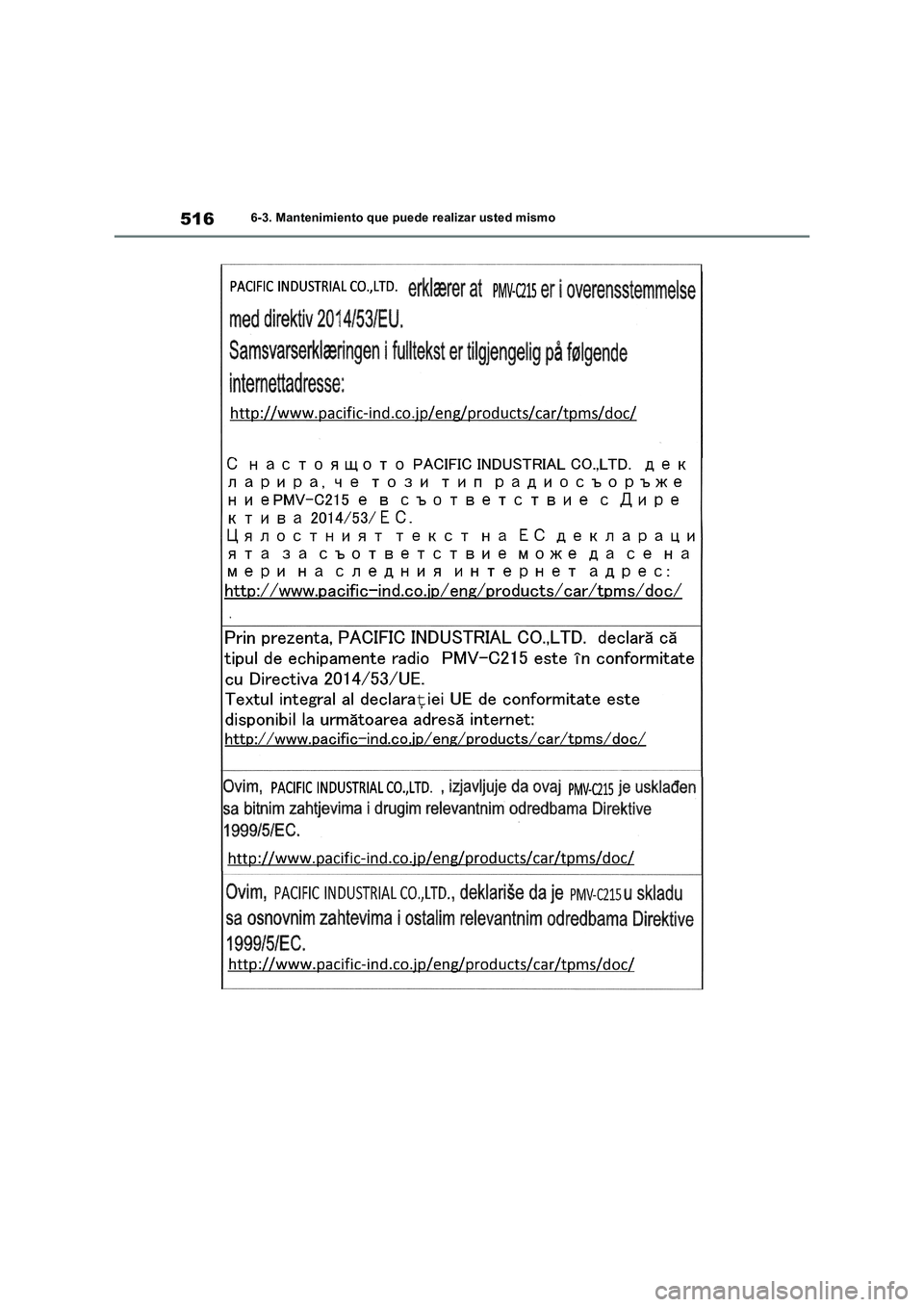 TOYOTA RAV4 2019  Manual del propietario (in Spanish) 5166-3. Mantenimiento que puede realizar usted mismo 