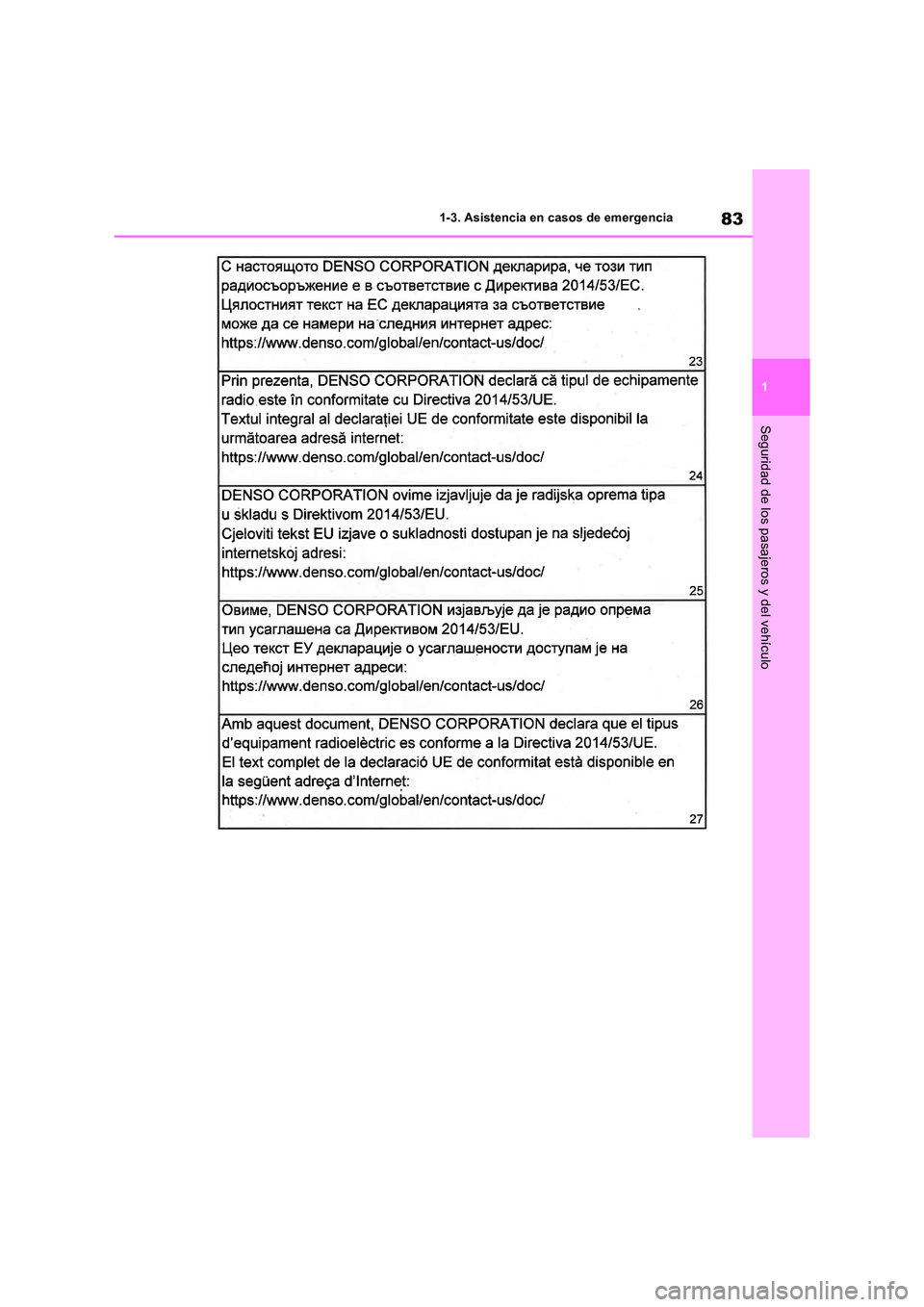TOYOTA RAV4 2019 Manual del propietario (in Spanish) 83
1
1-3. Asistencia en casos de emergencia
Seguridad de los pasajeros y del vehículo TOYOTA RAV4 2019 Manual del propietario (in Spanish) 83
1
1-3. Asistencia en casos de emergencia
Seguridad de los pasajeros y del vehículo