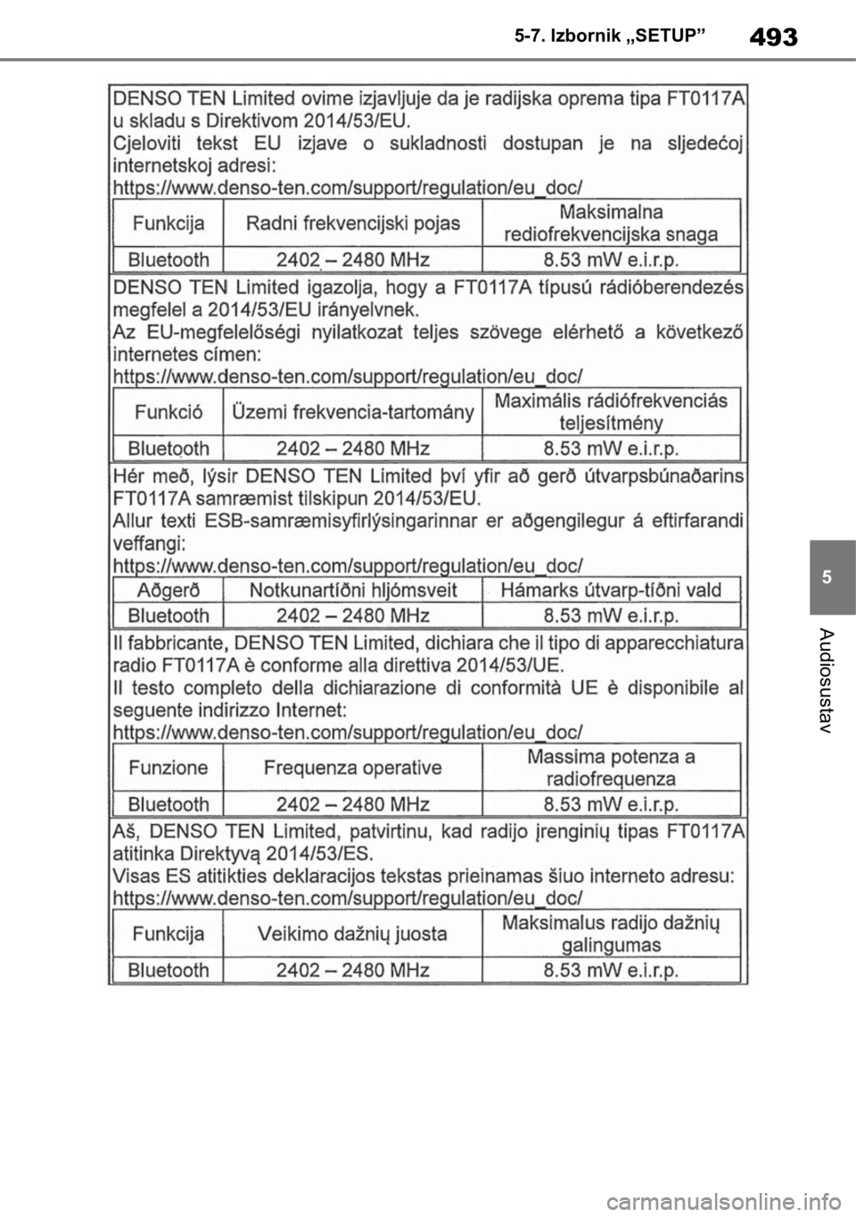 TOYOTA RAV4 2019  Upute Za Rukovanje (in Croatian) 493
5 5-7. Izbornik „SETUP”
Audiosustav 