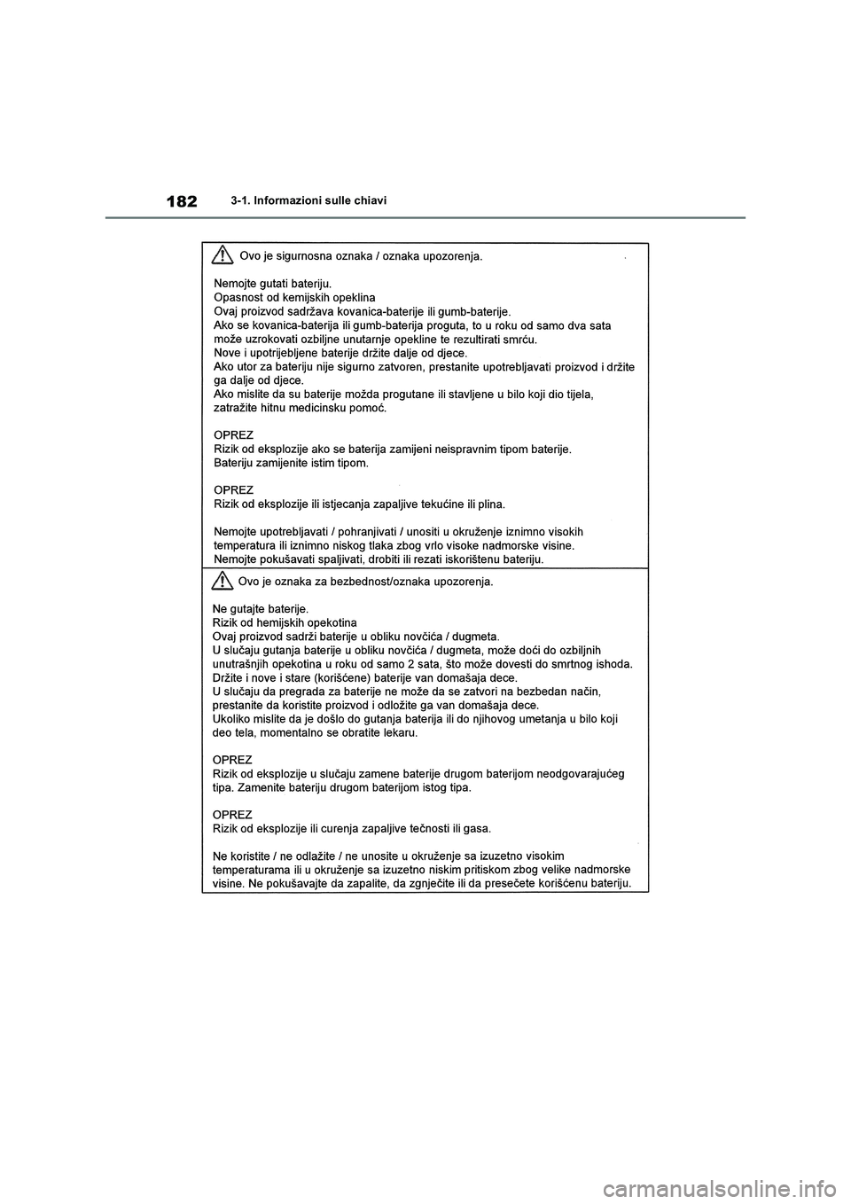 TOYOTA RAV4 2019  Manuale duso (in Italian) 1823-1. Informazioni sulle chiavi 