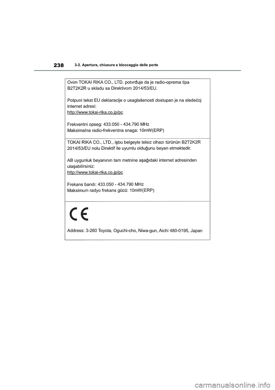 TOYOTA RAV4 2019  Manuale duso (in Italian) 2383-2. Apertura, chiusura e bloccaggio delle porte 