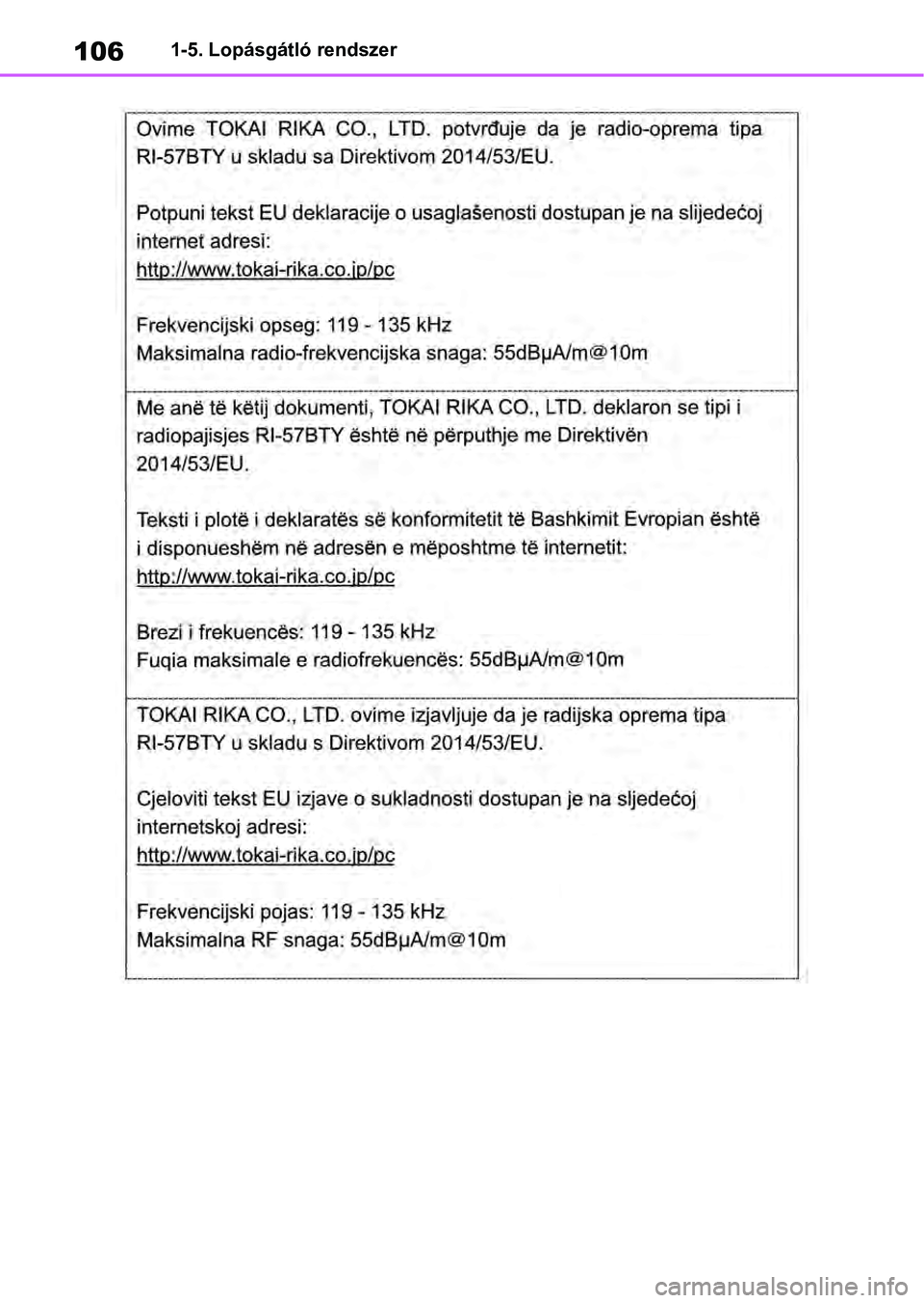 TOYOTA RAV4 2019 Kezelési útmutató (in Hungarian) 1061-5. Lopásgátló rendszer TOYOTA RAV4 2019 Kezelési útmutató (in Hungarian) 1061-5. Lopásgátló rendszer