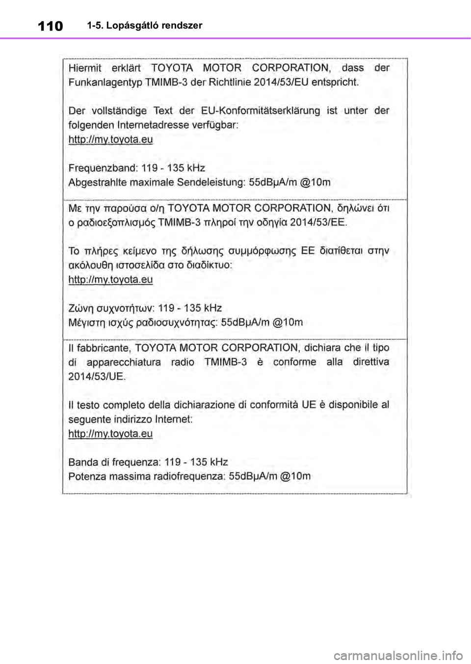 TOYOTA RAV4 2019 Kezelési útmutató (in Hungarian) 1101-5. Lopásgátló rendszer TOYOTA RAV4 2019 Kezelési útmutató (in Hungarian) 1101-5. Lopásgátló rendszer