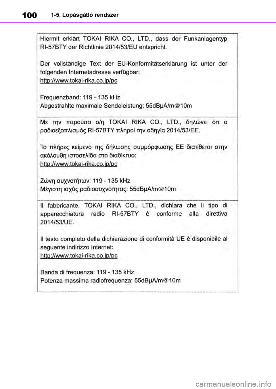 TOYOTA RAV4 2019 Kezelési útmutató (in Hungarian) 1001-5. Lopásgátló rendszer TOYOTA RAV4 2019 Kezelési útmutató (in Hungarian) 1001-5. Lopásgátló rendszer