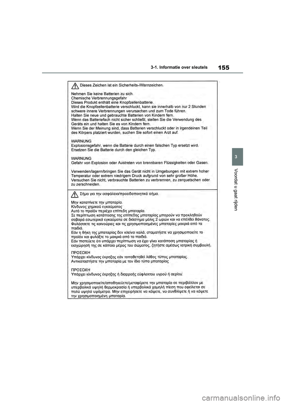 TOYOTA RAV4 2019  Instructieboekje (in Dutch) 155
3
3-1. Informatie over sleutels
Voordat u gaat rijden
pM_RAV4_OM_OM42D03E_(EE).book  P
age 155  Wednesday, March 20, 2019  2:08 PM 