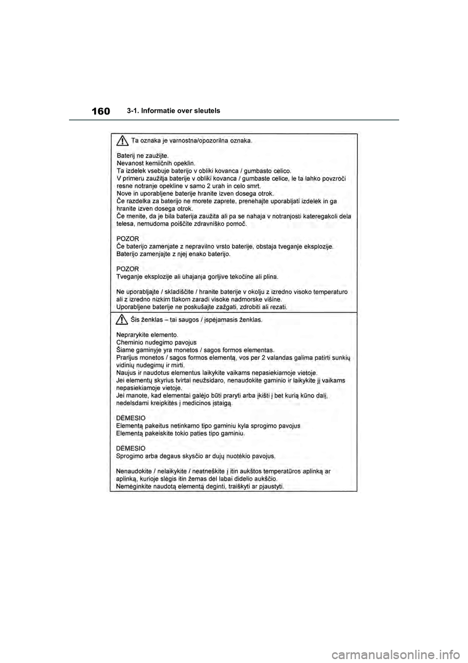 TOYOTA RAV4 2019  Instructieboekje (in Dutch) 1603-1. Informatie over sleutels
pM_RAV4_OM_OM42D03E_(EE).book  Page 160  Wednesday, March 20, 2019  2:08 PM 