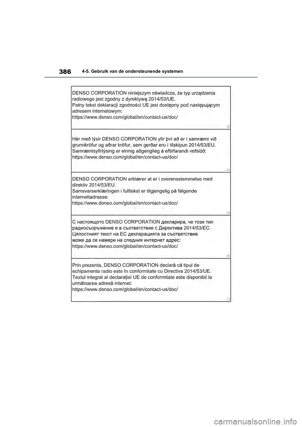 TOYOTA RAV4 2019 Instructieboekje (in Dutch) 3864-5. Gebruik van de ondersteunende systemen
pM_RAV4_OM_OM42D03E_(EE).book Page 386 Wednesday, March 20, 2019 2:08 PM TOYOTA RAV4 2019 Instructieboekje (in Dutch) 3864-5. Gebruik van de ondersteunende systemen
pM_RAV4_OM_OM42D03E_(EE).book Page 386 Wednesday, March 20, 2019 2:08 PM