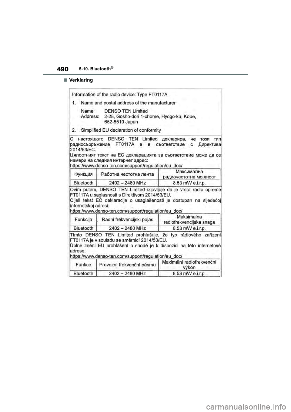 TOYOTA RAV4 2019  Instructieboekje (in Dutch) 4905-10. Bluetooth®
■Verklaring
pM_RAV4_OM_OM42D03E_(EE).book  Page 490  Wednesday, March 20, 2019  2:08 PM 