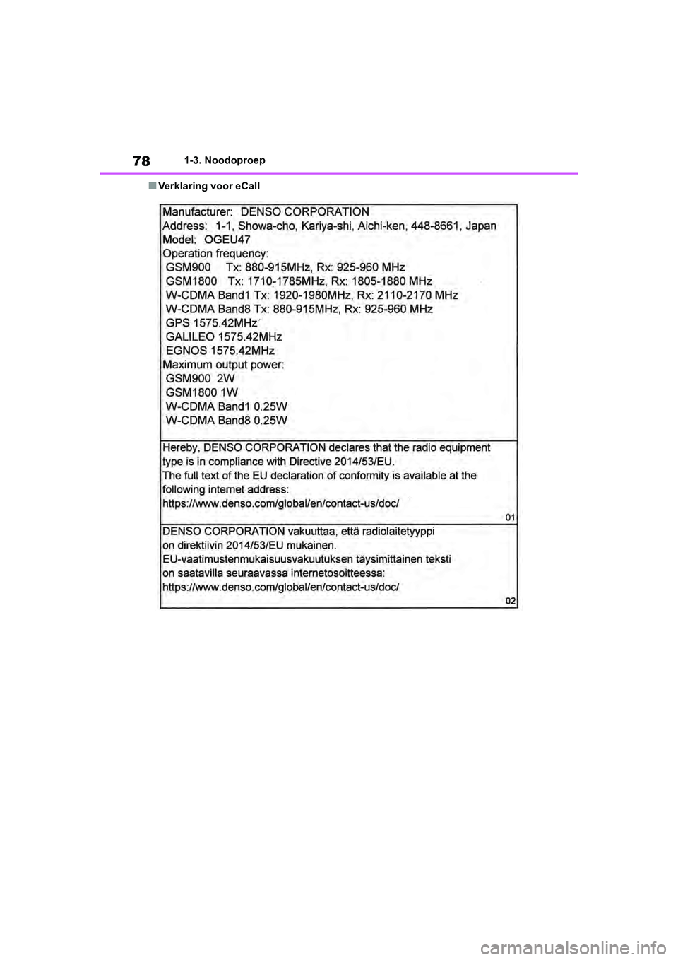 TOYOTA RAV4 2019 Instructieboekje (in Dutch) 781-3. Noodoproep
■Verklaring voor eCall
pM_RAV4_OM_OM42D03E_(EE).book Page 78 Wednesday, March 20, 2019 2:08 PM TOYOTA RAV4 2019 Instructieboekje (in Dutch) 781-3. Noodoproep
■Verklaring voor eCall
pM_RAV4_OM_OM42D03E_(EE).book Page 78 Wednesday, March 20, 2019 2:08 PM
