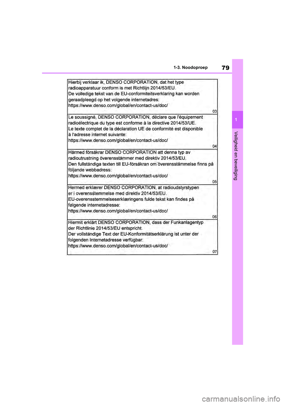 TOYOTA RAV4 2019 Instructieboekje (in Dutch) 79
1
1-3. Noodoproep
Veiligheid en beveiliging
pM_RAV4_OM_OM42D03E_(EE).book P
age 79 Wednesday, March 20, 2019 2:08 PM TOYOTA RAV4 2019 Instructieboekje (in Dutch) 79
1
1-3. Noodoproep
Veiligheid en beveiliging
pM_RAV4_OM_OM42D03E_(EE).book P
age 79 Wednesday, March 20, 2019 2:08 PM