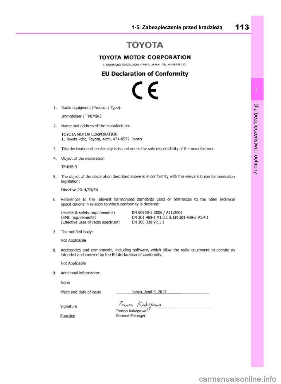 TOYOTA RAV4 2019  Instrukcja obsługi (in Polish) Dla bezpieczeƒstwa i ochrony
1-5. Zabezpieczenie przed kradzie˝à113
1
48 RAV4 HV OM42C86E  19/11/19  11:35  Page 113 