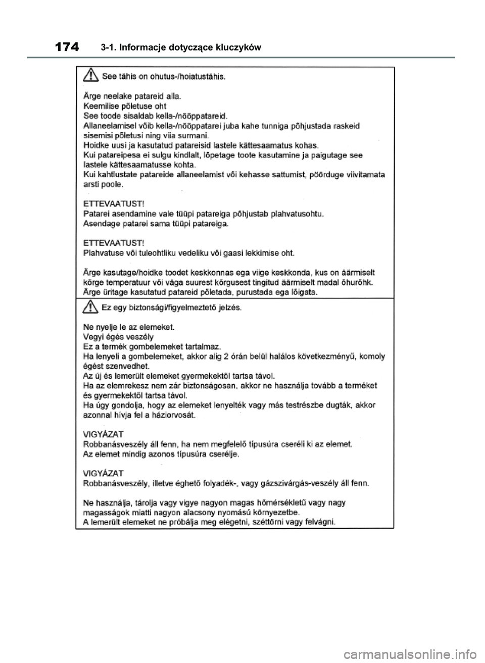 TOYOTA RAV4 2019  Instrukcja obsługi (in Polish) 1743-1. Informacje dotyczàce kluczyków
48 RAV4 HV OM42C86E  19/11/19  11:36  Page 174 