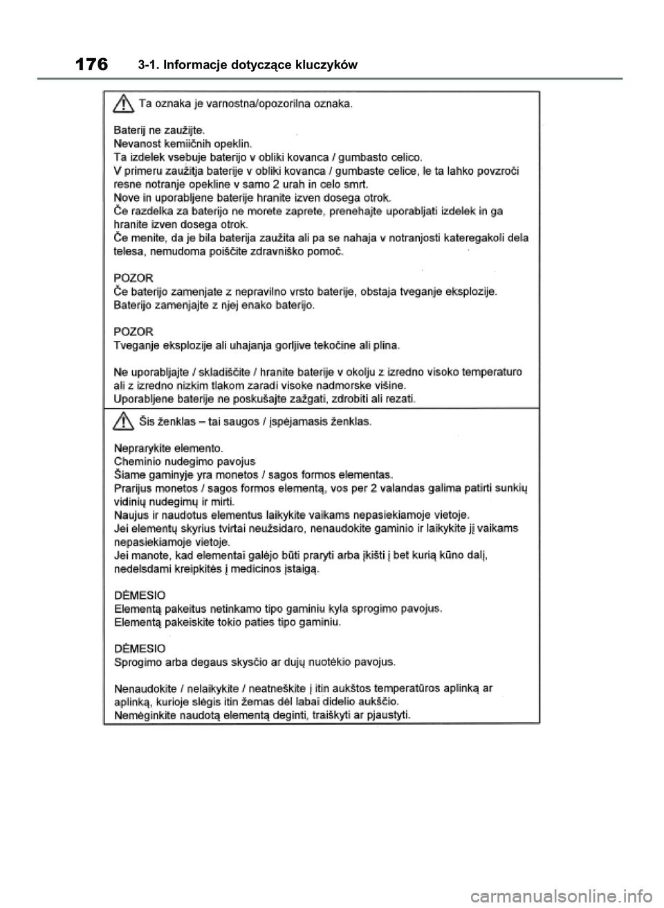 TOYOTA RAV4 2019  Instrukcja obsługi (in Polish) 1763-1. Informacje dotyczàce kluczyków
48 RAV4 HV OM42C86E  19/11/19  11:36  Page 176 