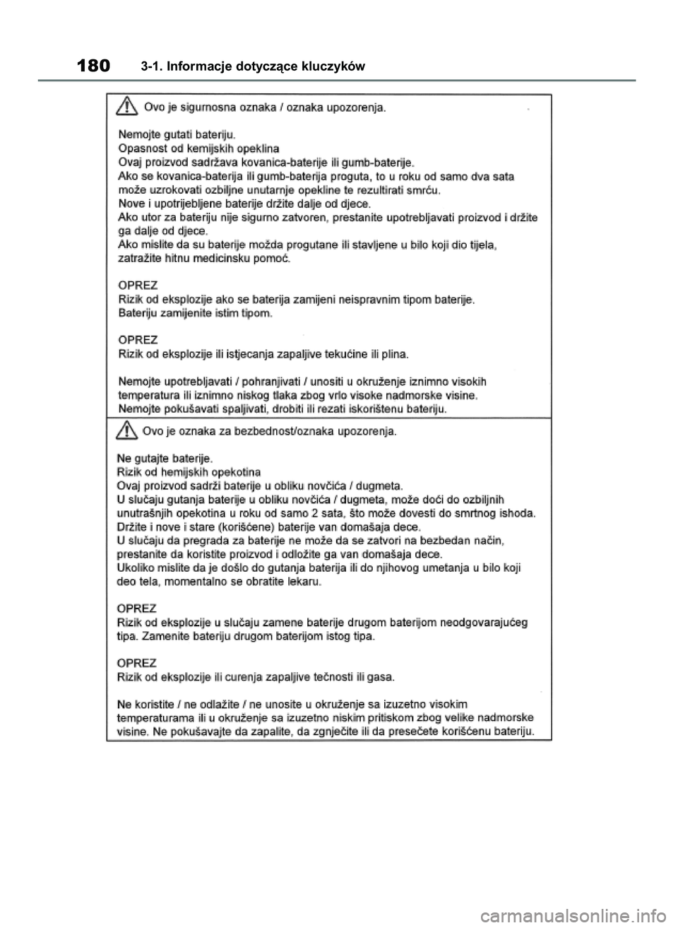 TOYOTA RAV4 2019  Instrukcja obsługi (in Polish) 1803-1. Informacje dotyczàce kluczyków
48 RAV4 HV OM42C86E  19/11/19  11:36  Page 180 