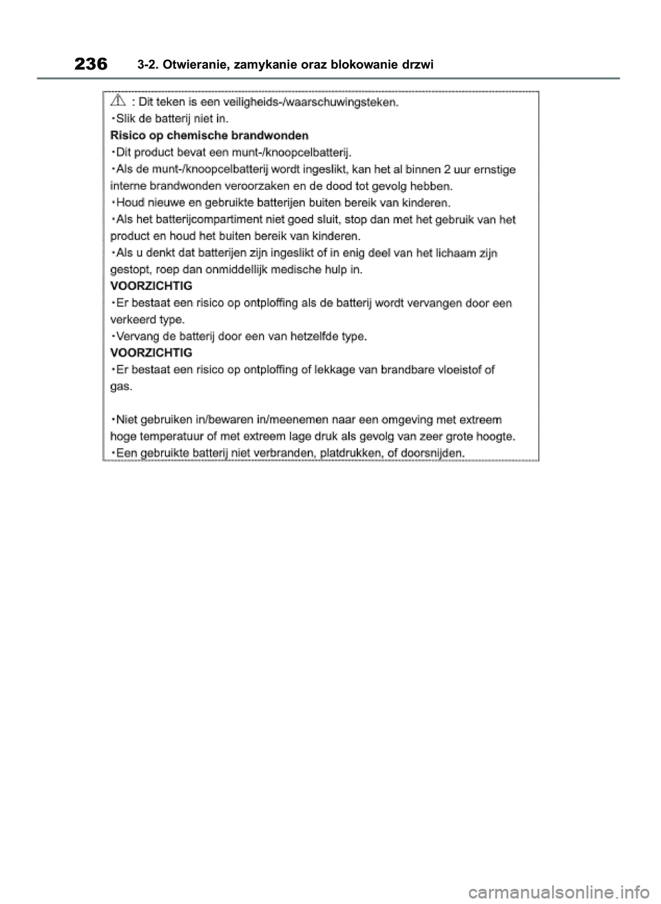 TOYOTA RAV4 2019  Instrukcja obsługi (in Polish) 2363-2. Otwieranie, zamykanie oraz blokowanie drzwi
48 RAV4 HV OM42C86E  19/11/19  11:37  Page 236 