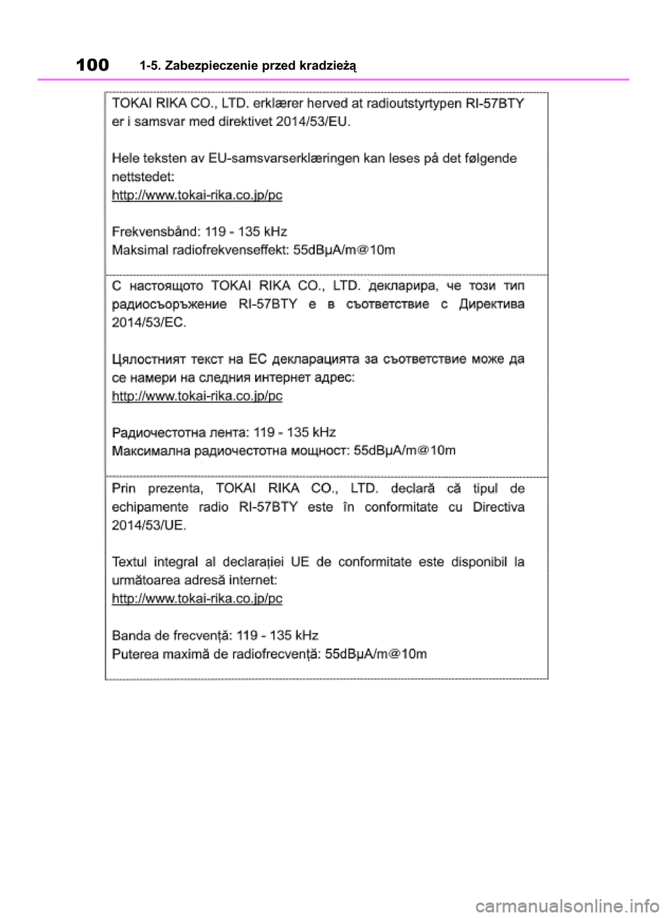 TOYOTA RAV4 2019  Instrukcja obsługi (in Polish) 1001-5. Zabezpieczenie przed kradzie˝à
48 RAV4 HV OM42C86E  19/11/19  11:35  Page 100 