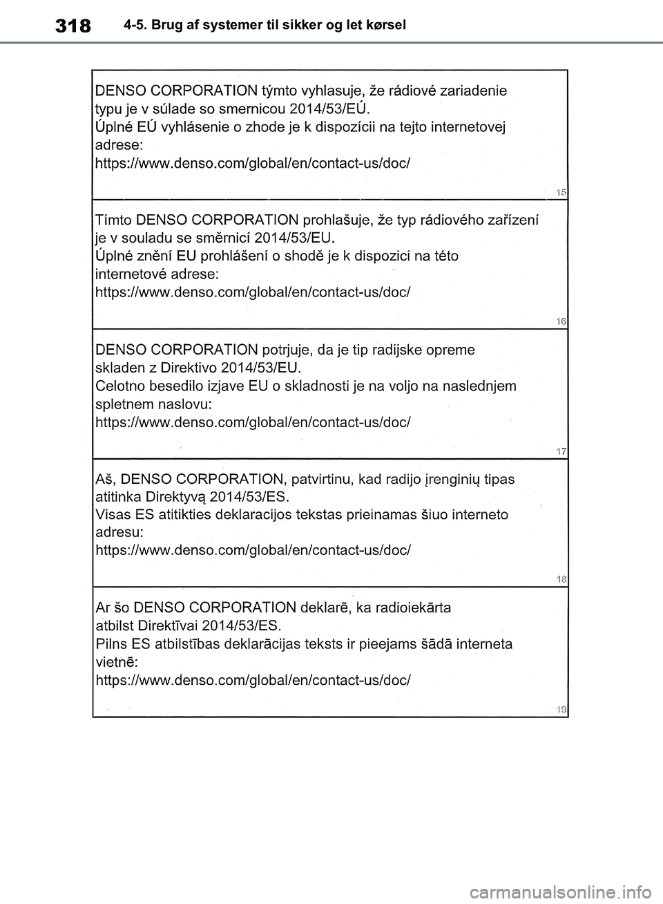 TOYOTA RAV4 2018 Brugsanvisning (in Danish) 3184-5. Brug af systemer til sikker og let kørsel
OM42B34DK.book Page 318 Thursday, November 22, 2018 3:41 PM TOYOTA RAV4 2018 Brugsanvisning (in Danish) 3184-5. Brug af systemer til sikker og let kørsel
OM42B34DK.book Page 318 Thursday, November 22, 2018 3:41 PM