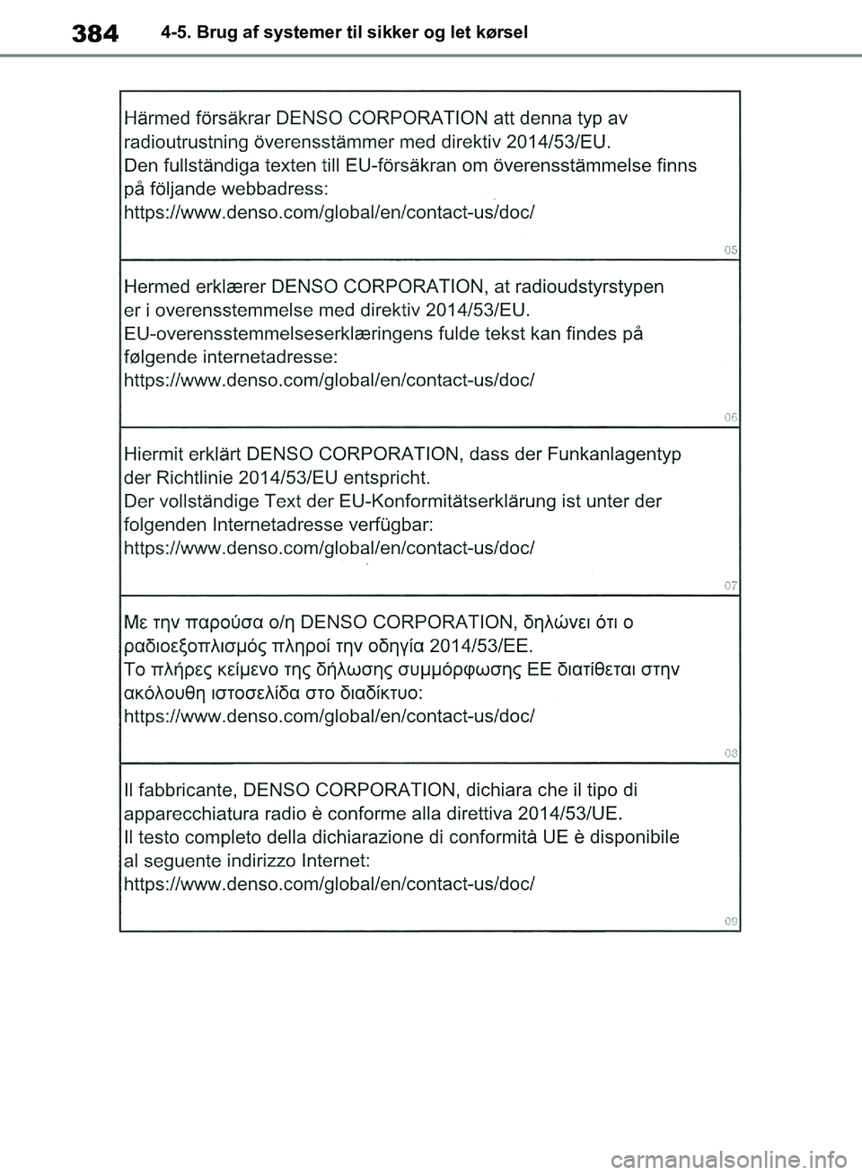 TOYOTA RAV4 2018  Brugsanvisning (in Danish) 3844-5. Brug af systemer til sikker og let kørsel
OM42B34DK.book  Page 384  Thursday, November 22, 2018  3:41 PM 