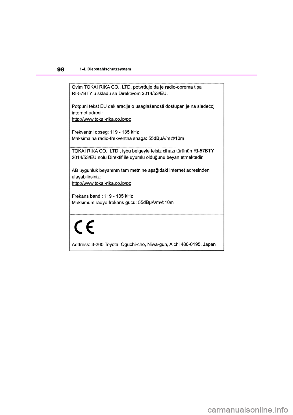 TOYOTA RAV4 2018 Betriebsanleitungen (in German) 981-4. Diebstahlschutzsystem TOYOTA RAV4 2018 Betriebsanleitungen (in German) 981-4. Diebstahlschutzsystem