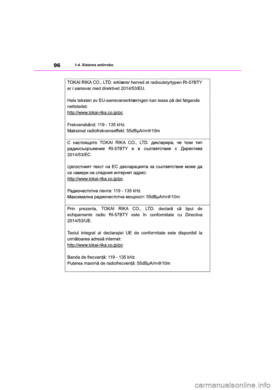 TOYOTA RAV4 2018  Manual del propietario (in Spanish) 961-4. Sistema antirrobo 