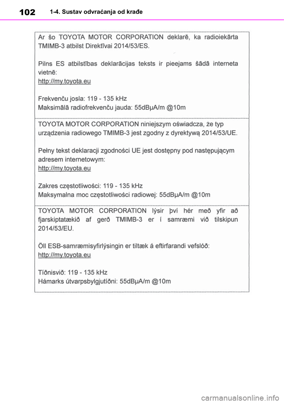 TOYOTA RAV4 2018  Upute Za Rukovanje (in Croatian) 1021-4. Sustav odvraćanja od krađe 
