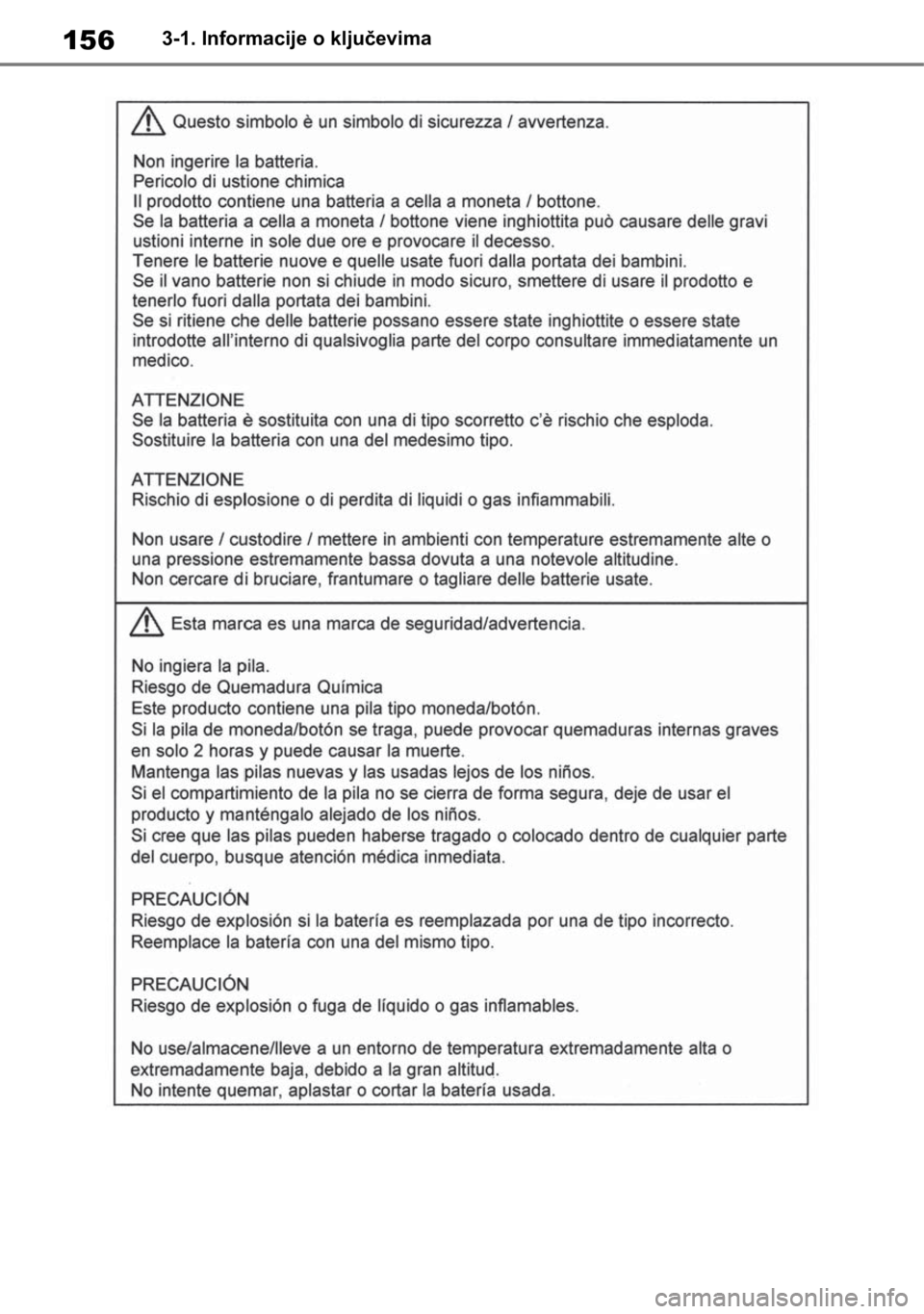 TOYOTA RAV4 2018  Upute Za Rukovanje (in Croatian) 1563-1. Informacije o ključevima 