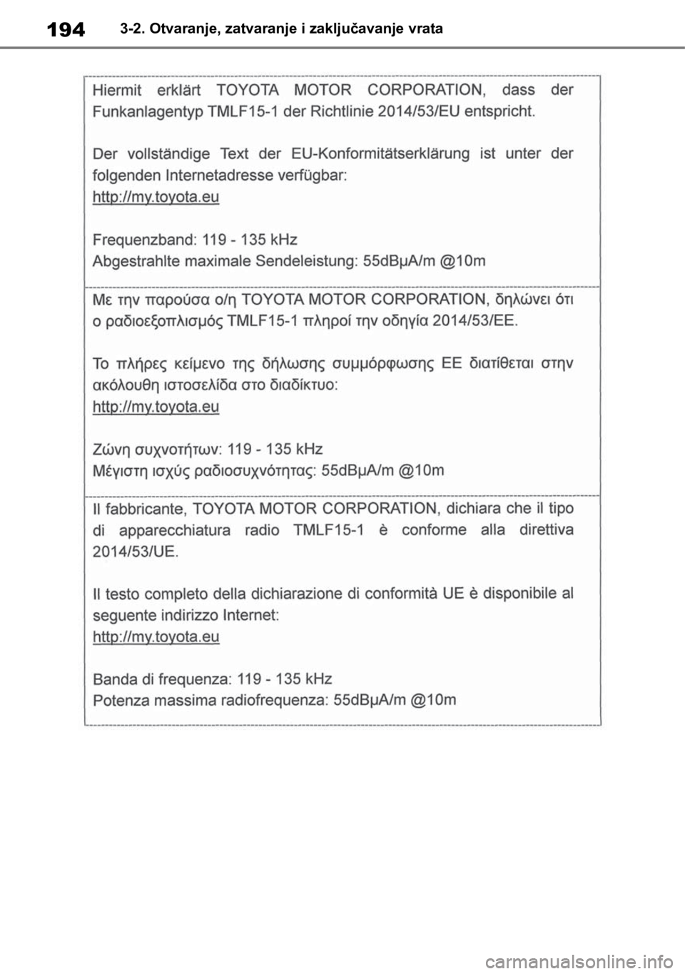 TOYOTA RAV4 2018  Upute Za Rukovanje (in Croatian) 1943-2. Otvaranje, zatvaranje i zaključavanje vrata 