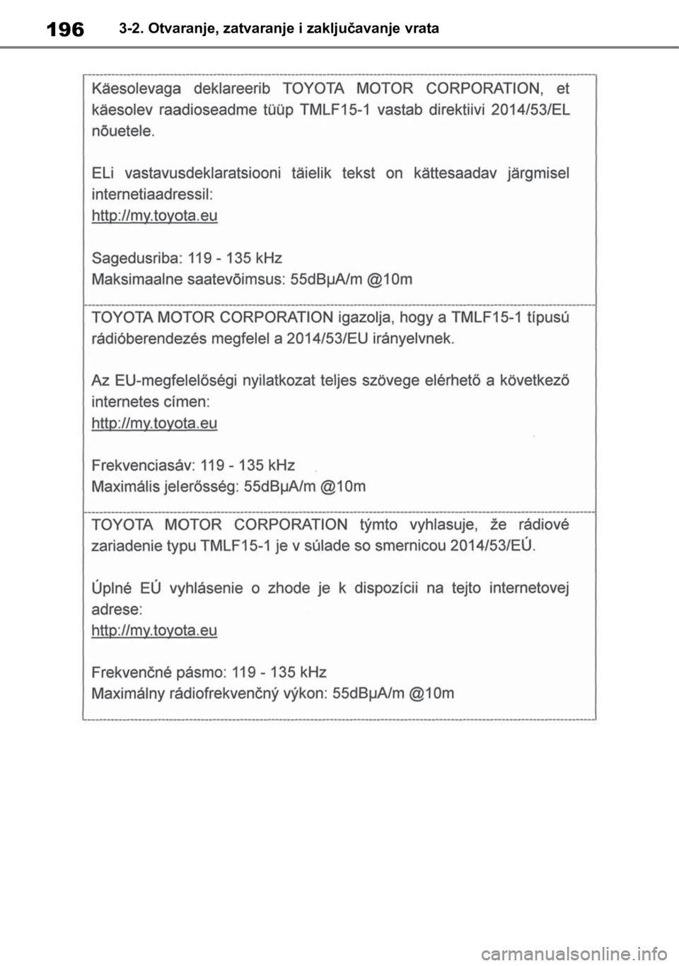 TOYOTA RAV4 2018  Upute Za Rukovanje (in Croatian) 1963-2. Otvaranje, zatvaranje i zaključavanje vrata 