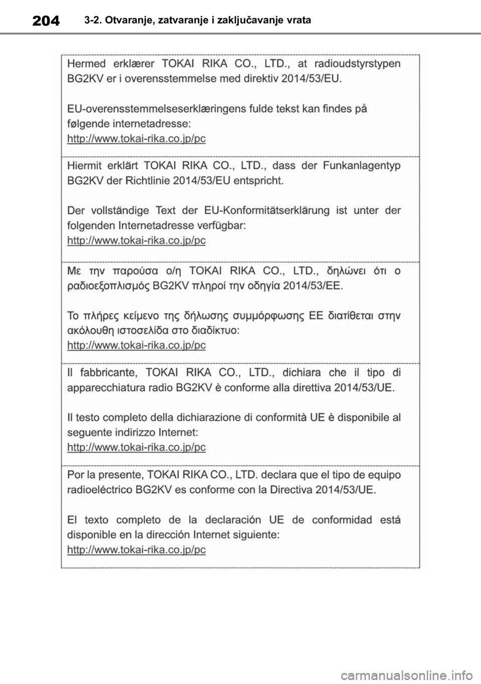 TOYOTA RAV4 2018  Upute Za Rukovanje (in Croatian) 2043-2. Otvaranje, zatvaranje i zaključavanje vrata 