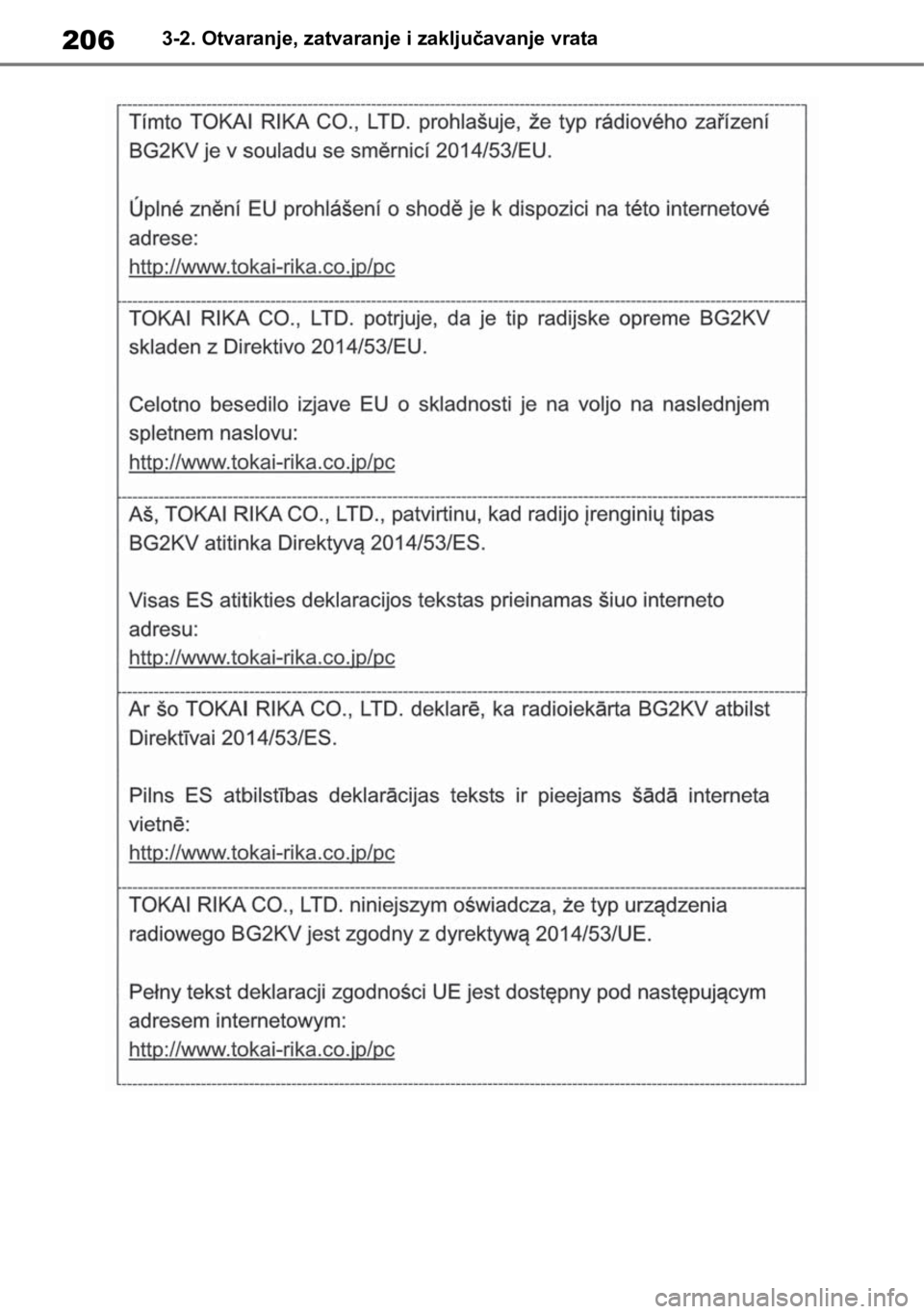TOYOTA RAV4 2018  Upute Za Rukovanje (in Croatian) 2063-2. Otvaranje, zatvaranje i zaključavanje vrata 