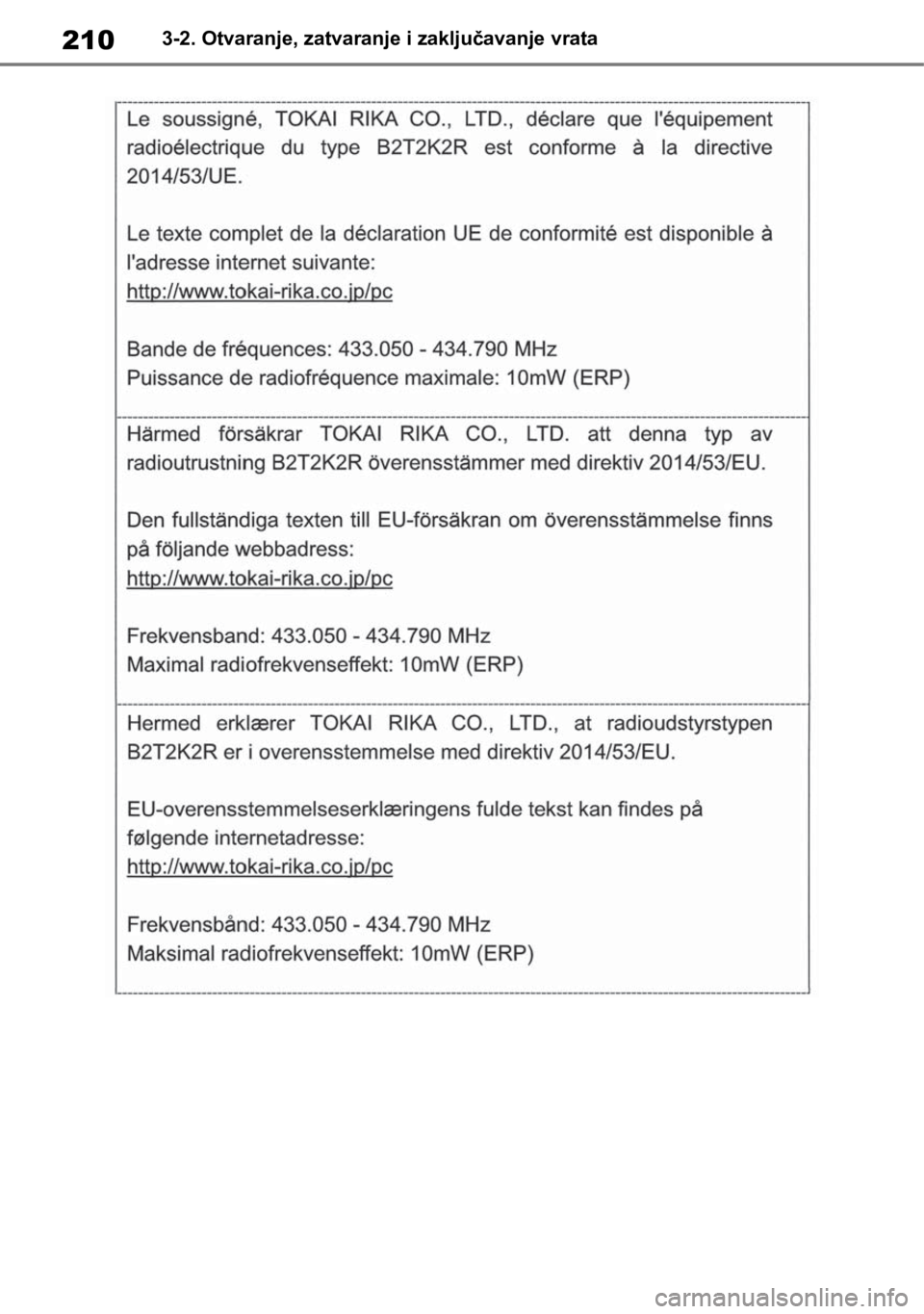 TOYOTA RAV4 2018  Upute Za Rukovanje (in Croatian) 2103-2. Otvaranje, zatvaranje i zaključavanje vrata 