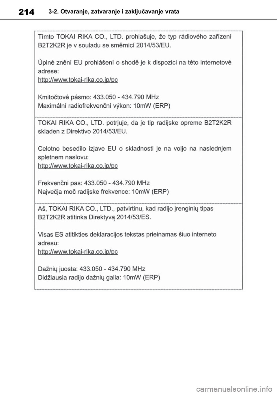 TOYOTA RAV4 2018  Upute Za Rukovanje (in Croatian) 2143-2. Otvaranje, zatvaranje i zaključavanje vrata 
