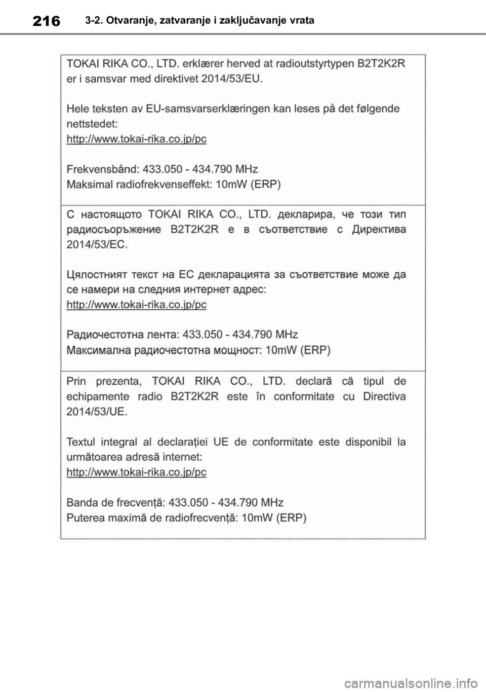 TOYOTA RAV4 2018  Upute Za Rukovanje (in Croatian) 2163-2. Otvaranje, zatvaranje i zaključavanje vrata 