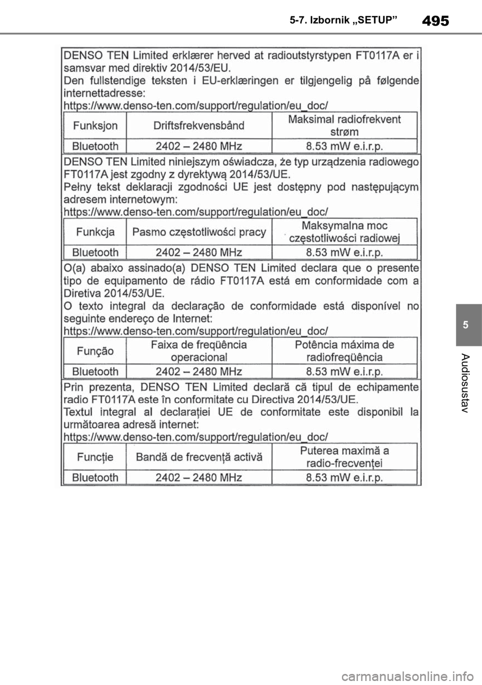 TOYOTA RAV4 2018  Upute Za Rukovanje (in Croatian) 495
5 5-7. Izbornik „SETUP”
Audiosustav 