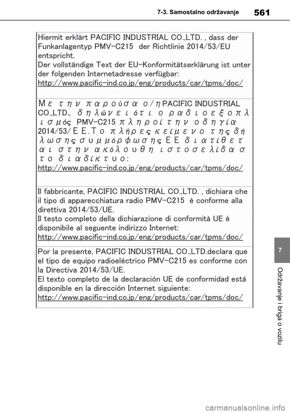 TOYOTA RAV4 2018 Upute Za Rukovanje (in Croatian) 561
7 7-3. Samostalno održavanje
Održavanje i briga o vozilu TOYOTA RAV4 2018 Upute Za Rukovanje (in Croatian) 561
7 7-3. Samostalno održavanje
Održavanje i briga o vozilu
