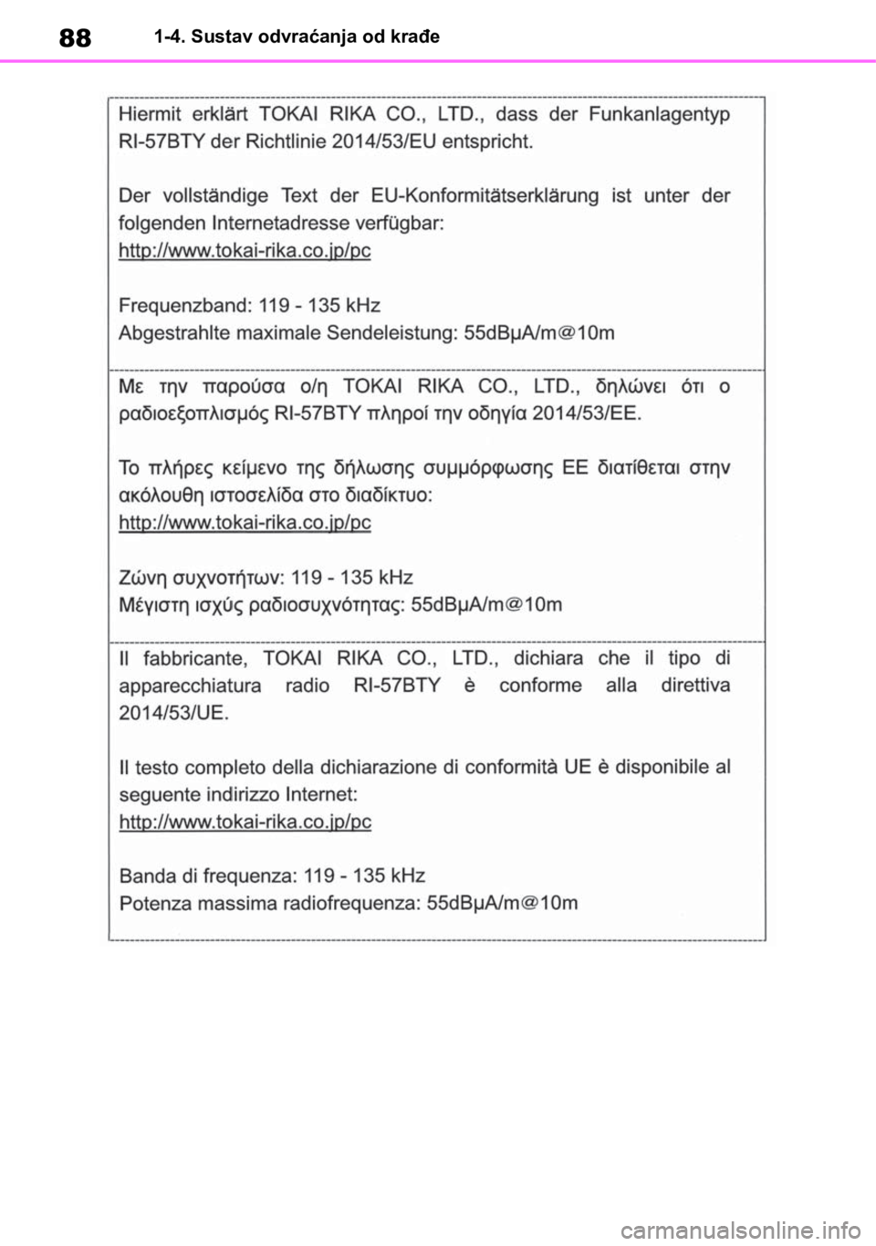TOYOTA RAV4 2018 Upute Za Rukovanje (in Croatian) 881-4. Sustav odvraćanja od krađe TOYOTA RAV4 2018 Upute Za Rukovanje (in Croatian) 881-4. Sustav odvraćanja od krađe