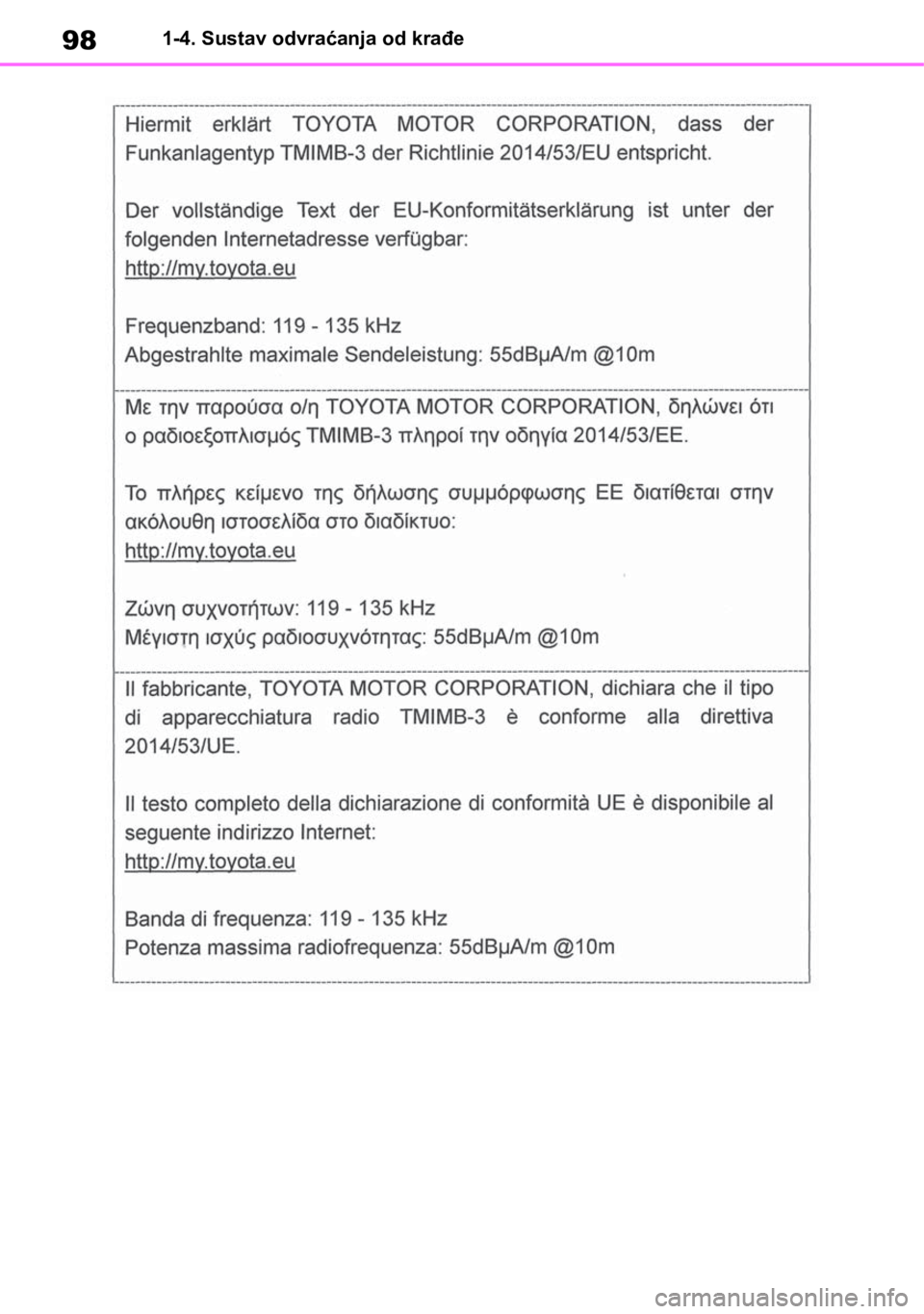 TOYOTA RAV4 2018  Upute Za Rukovanje (in Croatian) 981-4. Sustav odvraćanja od krađe 