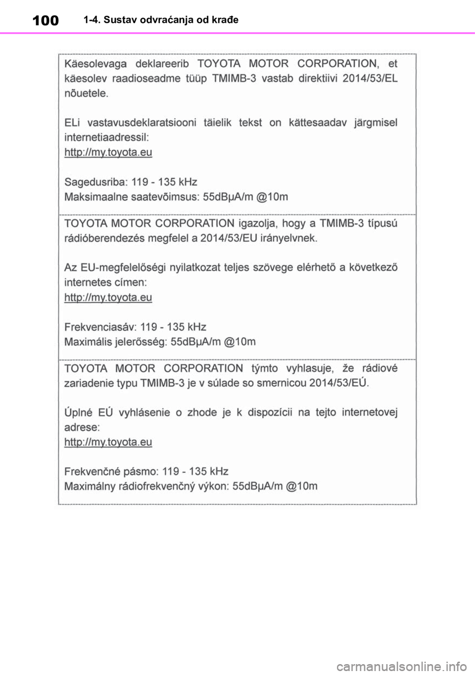 TOYOTA RAV4 2018  Upute Za Rukovanje (in Croatian) 1001-4. Sustav odvraćanja od krađe 