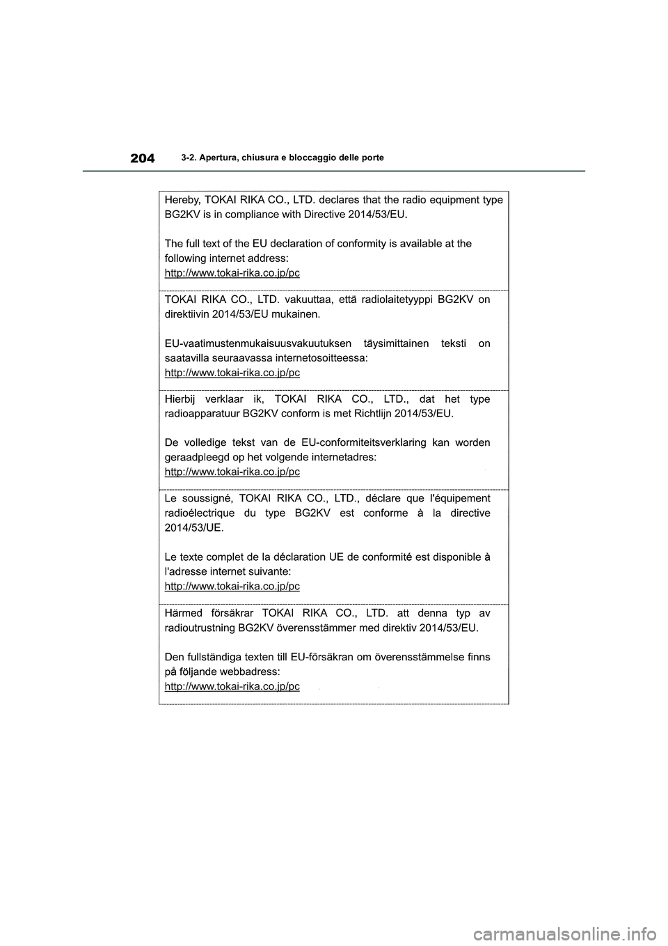 TOYOTA RAV4 2018 Manuale duso (in Italian) 2043-2. Apertura, chiusura e bloccaggio delle porte TOYOTA RAV4 2018 Manuale duso (in Italian) 2043-2. Apertura, chiusura e bloccaggio delle porte