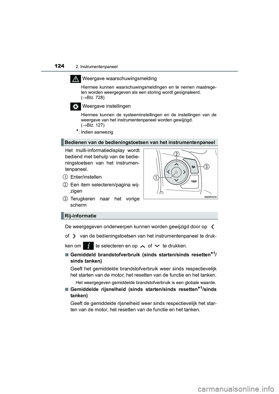 TOYOTA RAV4 2018 Instructieboekje (in Dutch) 1242. Instrumentenpaneel
RAV4_OM_OM42B70E_(EE)
Weergave waarschuwingsmelding
Hiermee kunnen waarschuwingsmeldingen en te nemen maatrege-
len worden weergegeven als een storing wordt gesignaleerd TOYOTA RAV4 2018 Instructieboekje (in Dutch) 1242. Instrumentenpaneel
RAV4_OM_OM42B70E_(EE)
Weergave waarschuwingsmelding
Hiermee kunnen waarschuwingsmeldingen en te nemen maatrege-
len worden weergegeven als een storing wordt gesignaleerd
