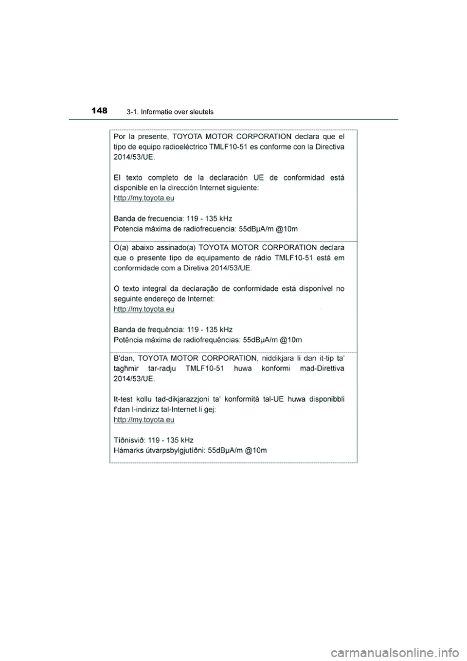 TOYOTA RAV4 2018  Instructieboekje (in Dutch) 1483-1. Informatie over sleutels
RAV4_OM_OM42B70E_(EE)
RAV4_OM_OM42B70E_(EE).book  Page 148  Thursday, July 6, 2017  9:19 AM 