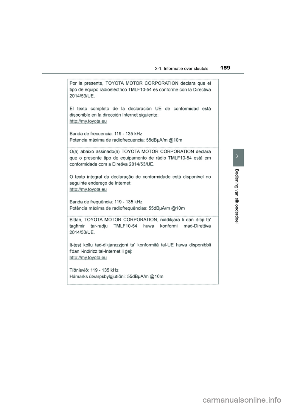 TOYOTA RAV4 2018  Instructieboekje (in Dutch) 1593-1. Informatie over sleutels
3
Bediening van elk onderdeel
RAV4_OM_OM42B70E_(EE)
RAV4_OM_OM42B70E_(EE).book  Page 159  Thursday, July 6, 2017  9:19 AM 