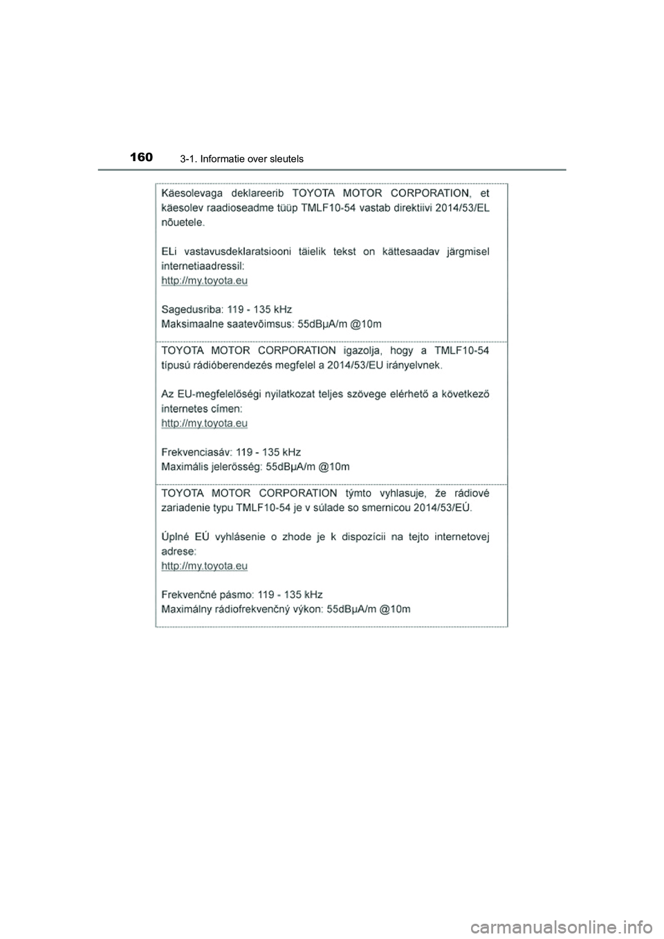 TOYOTA RAV4 2018  Instructieboekje (in Dutch) 1603-1. Informatie over sleutels
RAV4_OM_OM42B70E_(EE)
RAV4_OM_OM42B70E_(EE).book  Page 160  Thursday, July 6, 2017  9:19 AM 