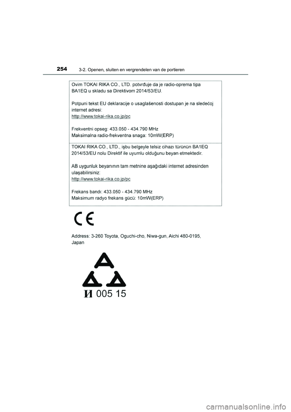 TOYOTA RAV4 2018  Instructieboekje (in Dutch) 2543-2. Openen, sluiten en vergrendelen van de portieren
RAV4_OM_OM42B70E_(EE)
RAV4_OM_OM42B70E_(EE).book  Page 254  Thursday, July 6, 2017  9:19 AM 
