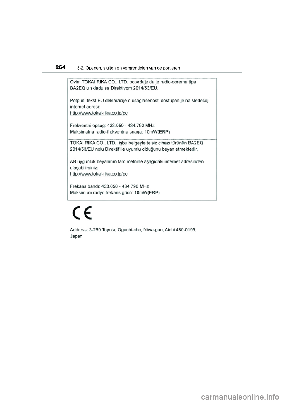 TOYOTA RAV4 2018  Instructieboekje (in Dutch) 2643-2. Openen, sluiten en vergrendelen van de portieren
RAV4_OM_OM42B70E_(EE)
RAV4_OM_OM42B70E_(EE).book  Page 264  Thursday, July 6, 2017  9:19 AM 