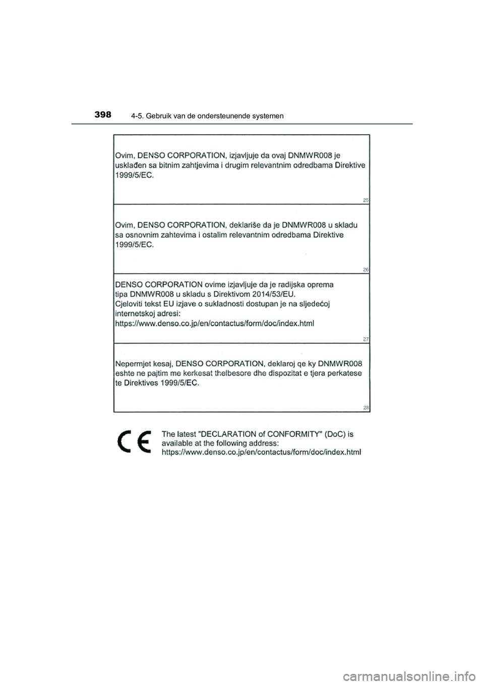 TOYOTA RAV4 2018 Instructieboekje (in Dutch) 3984-5. Gebruik van de ondersteunende systemen
RAV4_OM_OM42B70E_(EE)
RAV4_OM_OM42B70E_(EE).book Page 398 Thursday, July 6, 2017 9:19 AM TOYOTA RAV4 2018 Instructieboekje (in Dutch) 3984-5. Gebruik van de ondersteunende systemen
RAV4_OM_OM42B70E_(EE)
RAV4_OM_OM42B70E_(EE).book Page 398 Thursday, July 6, 2017 9:19 AM