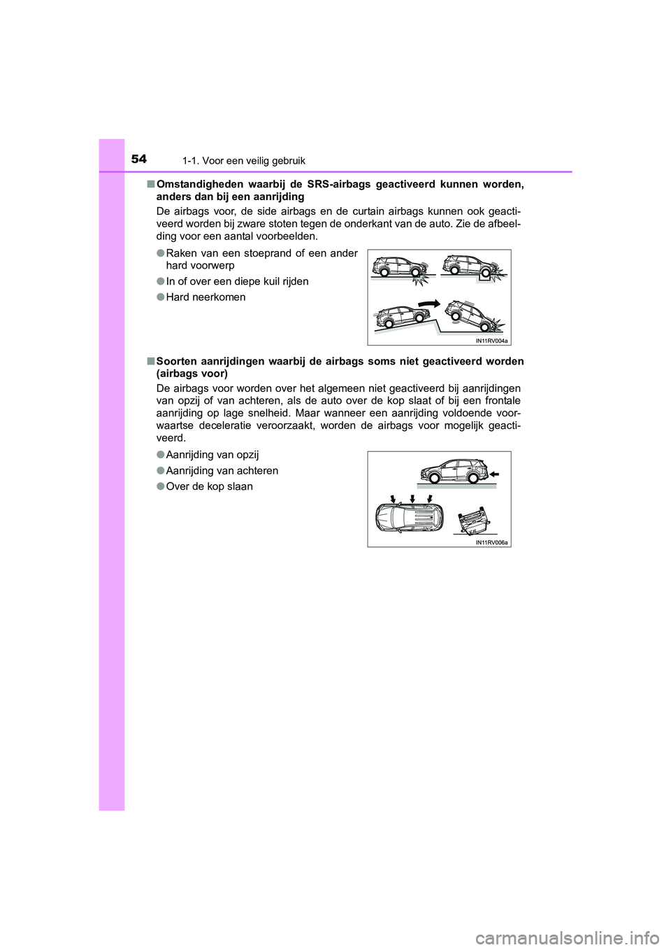 TOYOTA RAV4 2018 Instructieboekje (in Dutch) 541-1. Voor een veilig gebruik
RAV4_OM_OM42B70E_(EE)■
Omstandigheden waarbij de SRS-air bags geactiveerd kunnen worden,
anders dan bij een aanrijding
De airbags voor, de side airbags en TOYOTA RAV4 2018 Instructieboekje (in Dutch) 541-1. Voor een veilig gebruik
RAV4_OM_OM42B70E_(EE)■
Omstandigheden waarbij de SRS-air bags geactiveerd kunnen worden,
anders dan bij een aanrijding
De airbags voor, de side airbags en